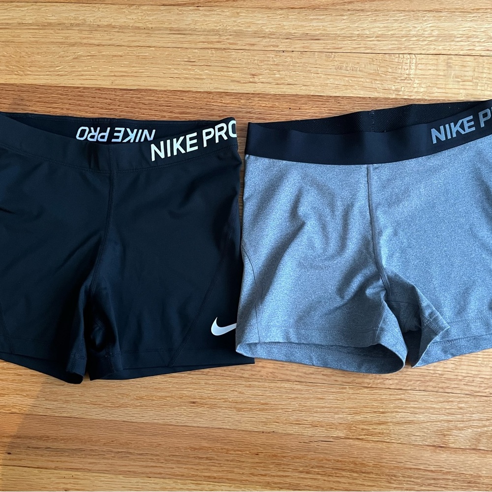 Nike Pro Dri-Fit Black and Gray Shorts - M